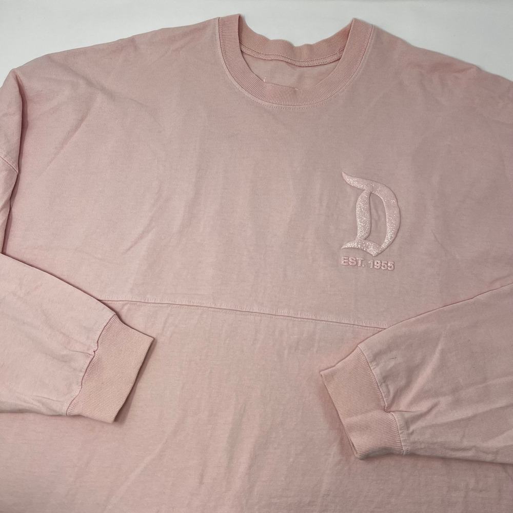 Disneyland Resort Spirit Jersey Pink Sparkle Glitter Logo Womens Size Medium